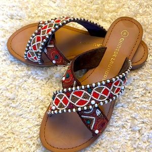 Chinese Laundry Beaded Flat Sandals - sz 8